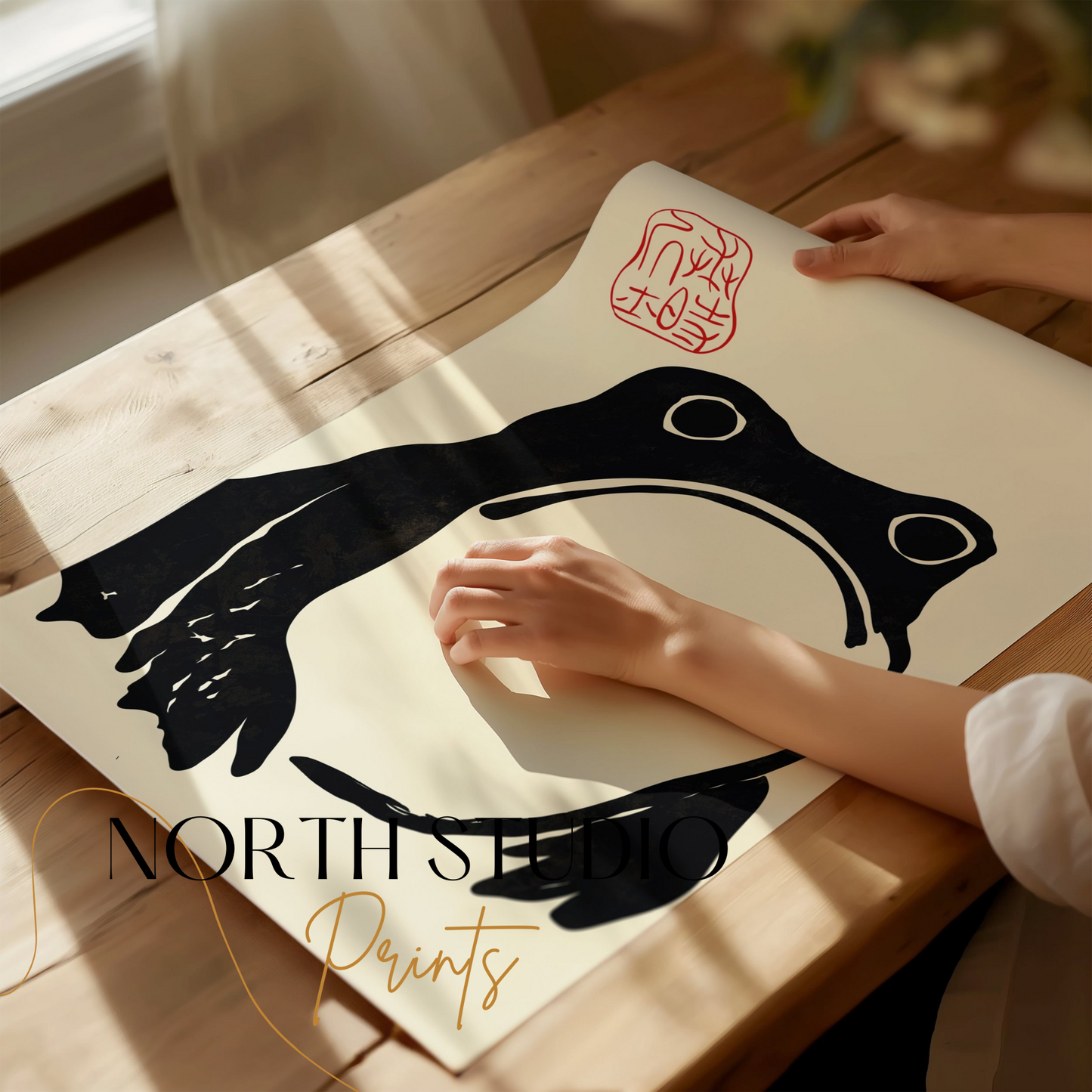 Premium Poster of Minimalist Frog Art Traditional Japanese Posters