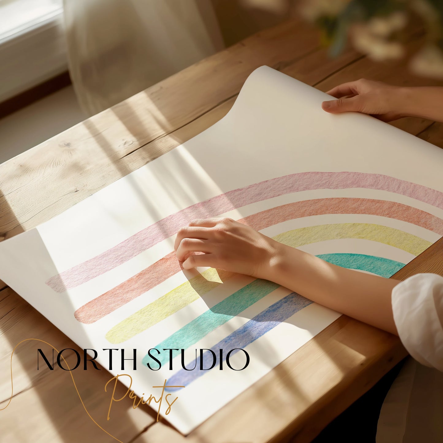 Premium Poster of Minimalist Watercolor Rainbow Art Print Posters