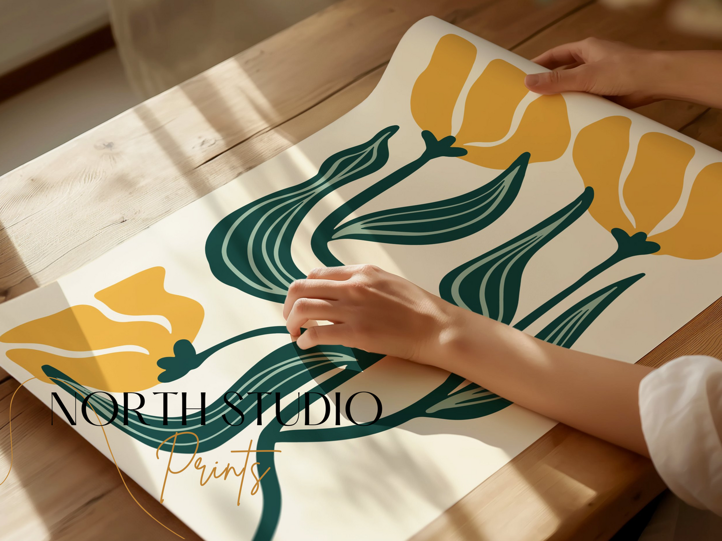 Premium Poster of Modern Botanical Art Minimalist Style Yellow Flower Posters