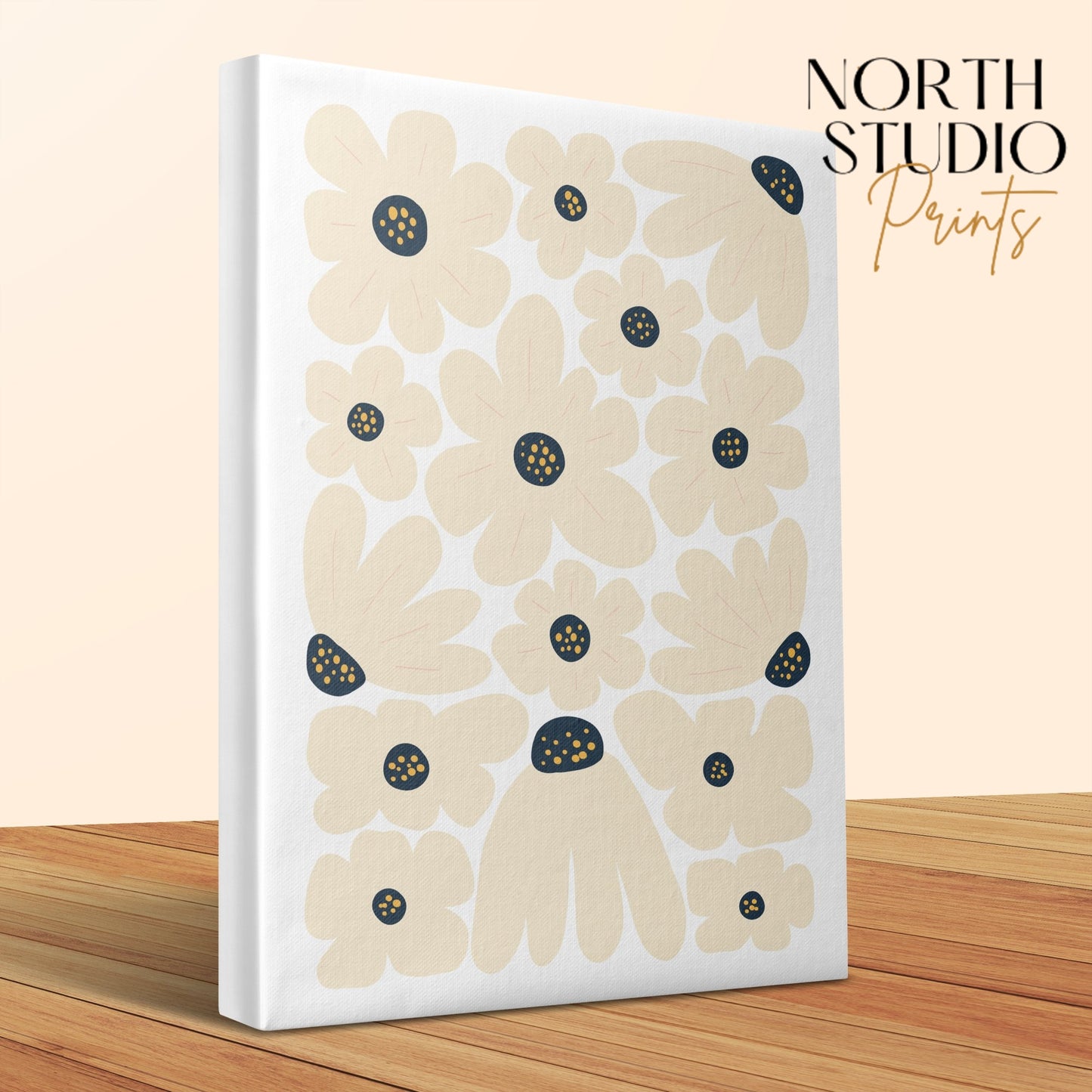 Premium Poster of Modern Floral Wall Art Flower Pattern Canvas Wraps