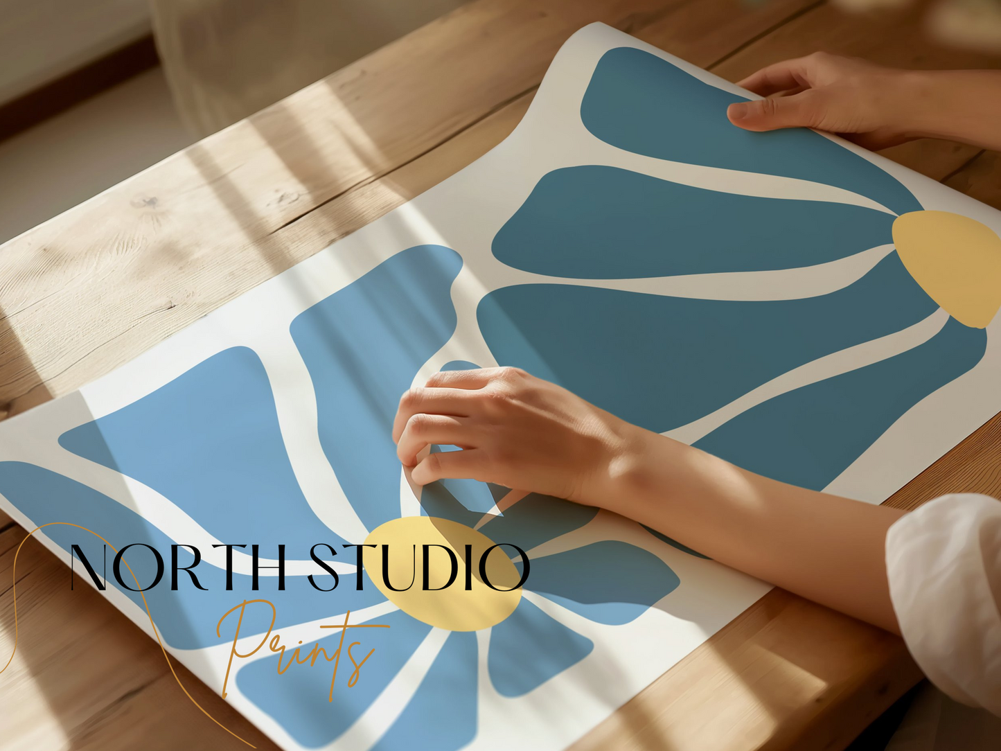 Premium Poster of Modern Geometric Blue and Yellow Abstract Art Posters