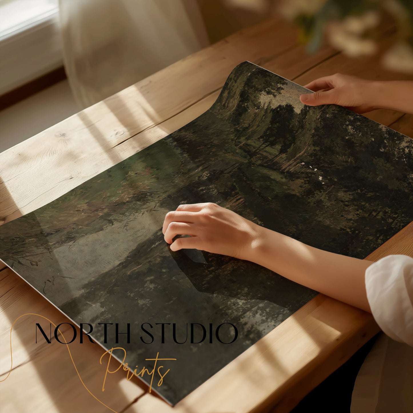 Premium Poster of Peaceful River Scene with Trees and Reflections Posters