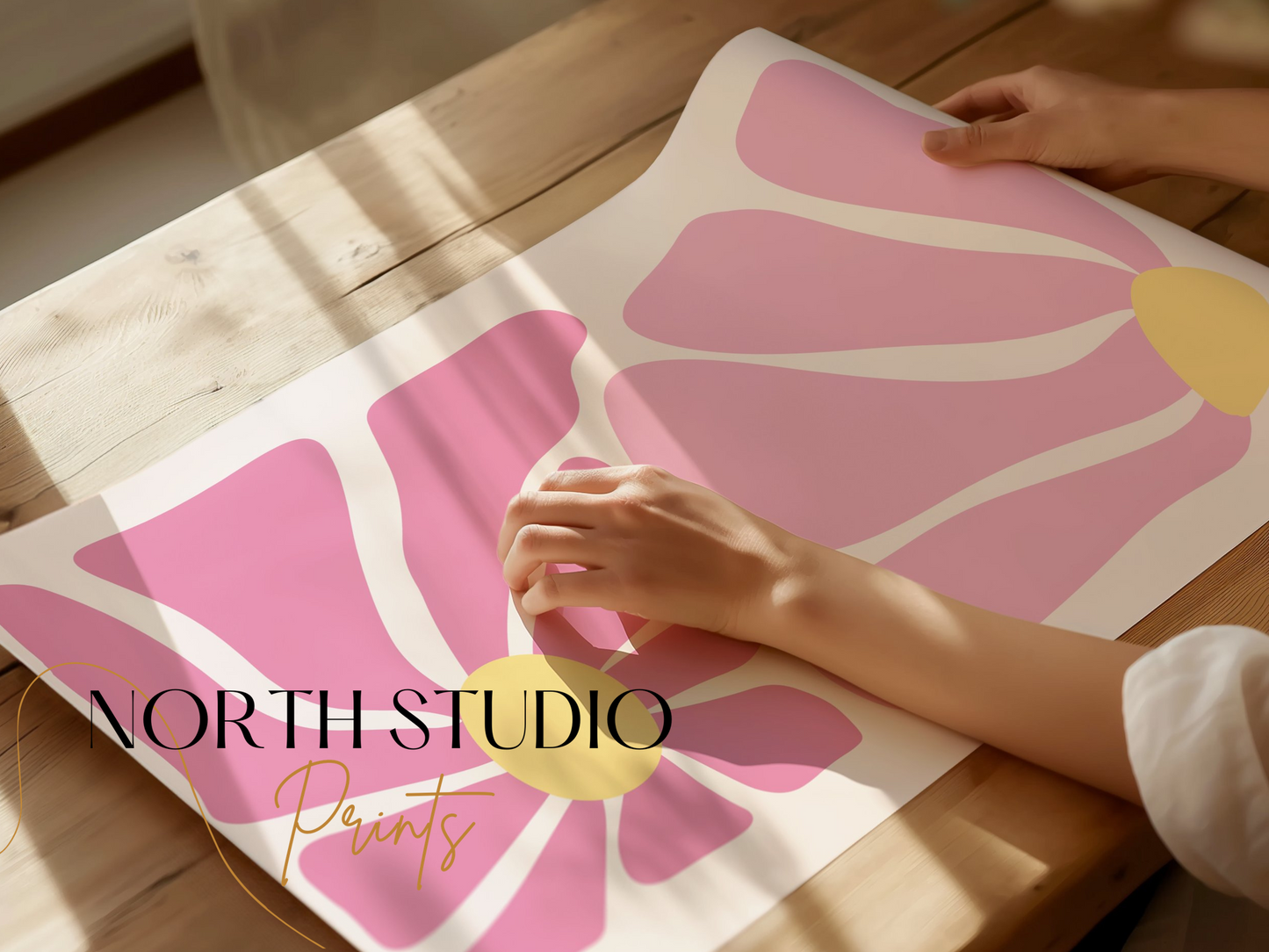 Premium Poster of Pink and Yellow Abstract Floral Art Posters