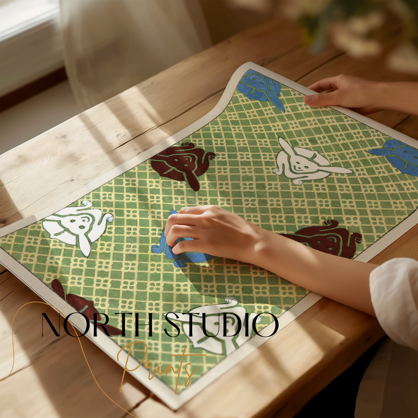 Premium Poster of Playful Pattern of Whimsical Faces Design Posters