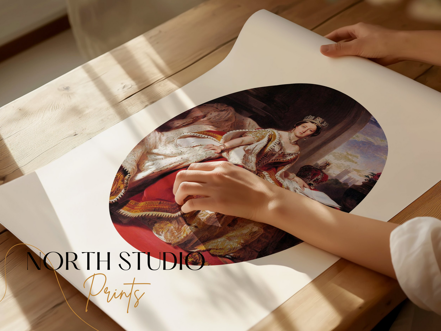 Premium Poster of Portrait of Royal Woman in Regal Attire with Crown Posters