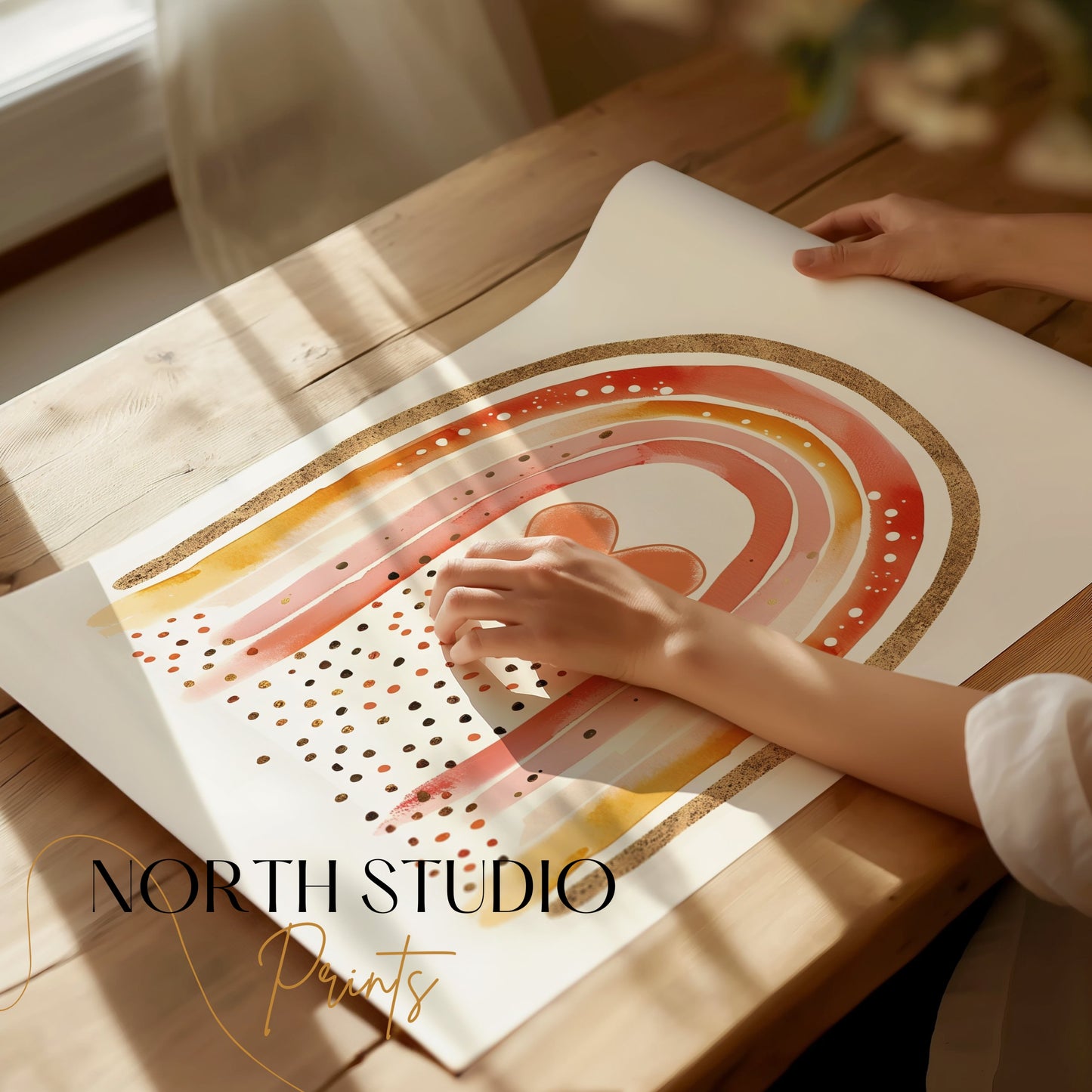 Premium Poster of Rainbow Heart Watercolor Art Print Posters