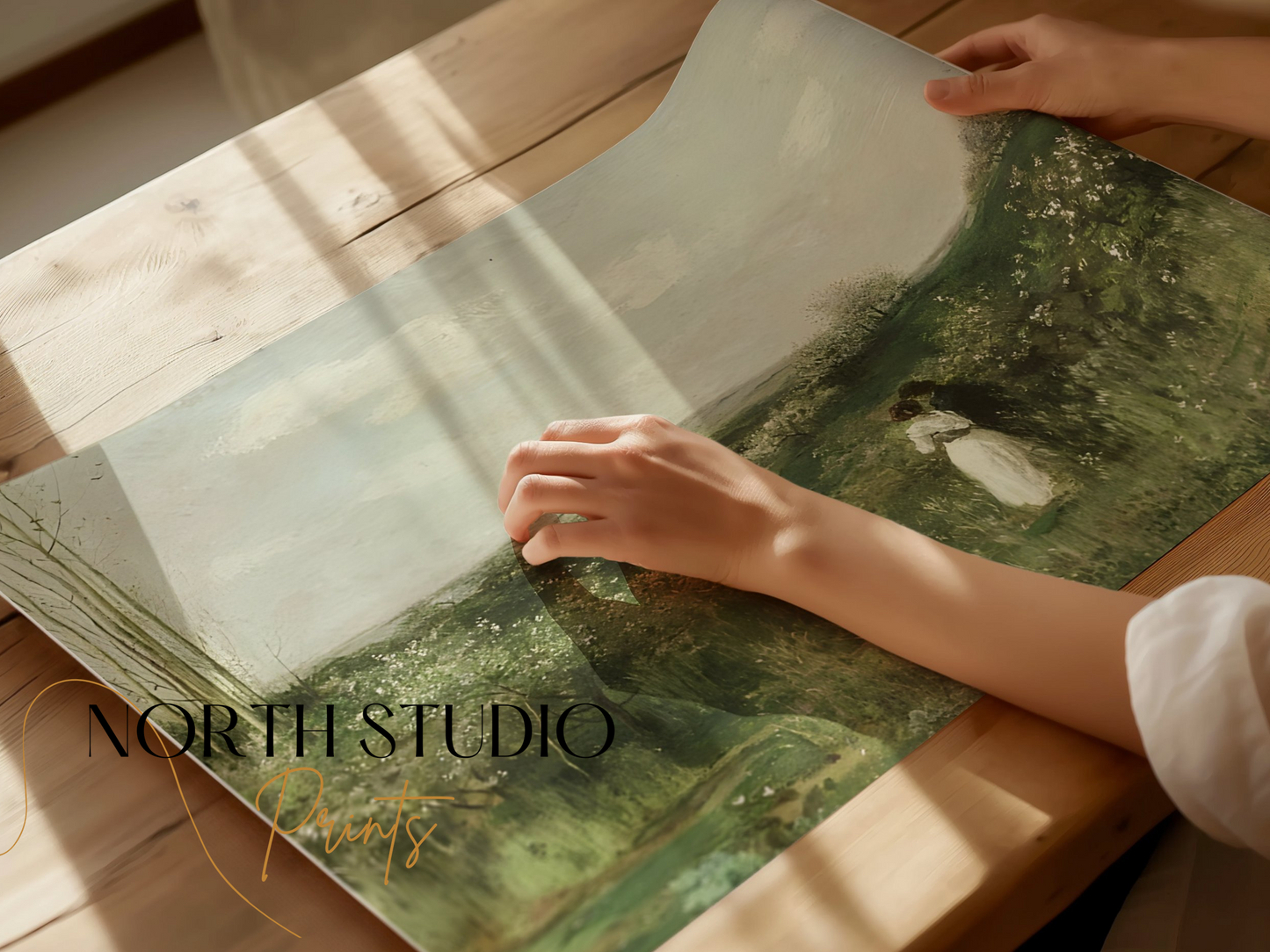 Premium Poster of Romantic Landscape with Couples in Greenery Posters