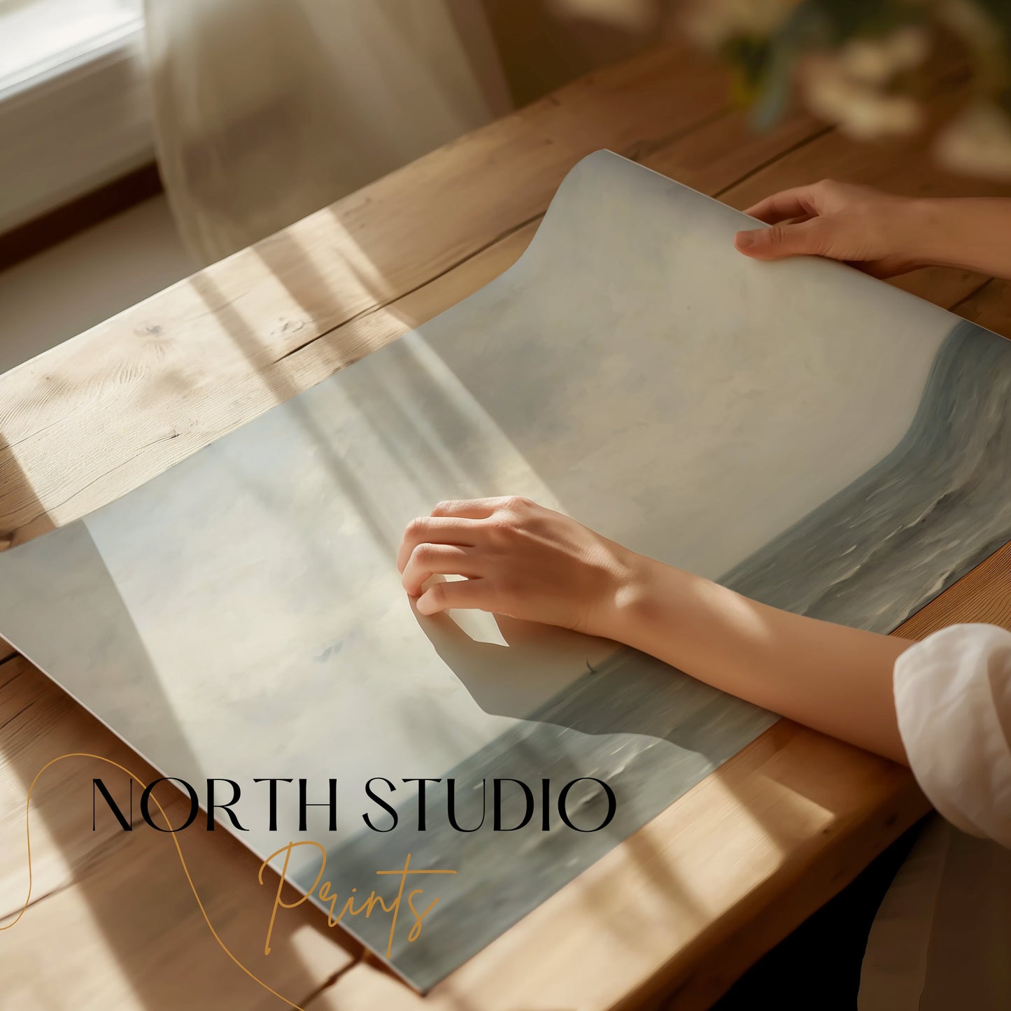 Premium Poster of Serene Coastal Clouds and Calm Ocean View Posters