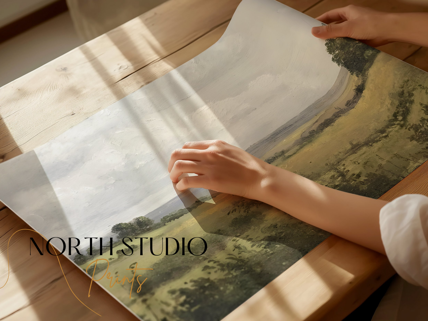 Premium Poster of Serene Countryside Landscape Art Classic Retro Style Posters