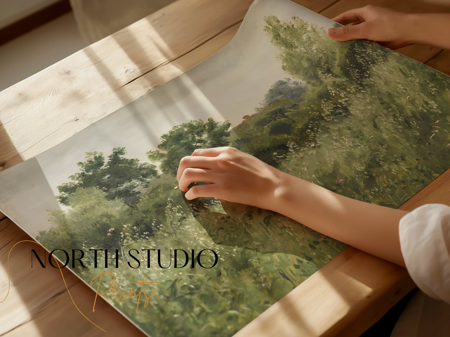 Premium Poster of Serene Countryside Landscape Botanical Wall Print Posters