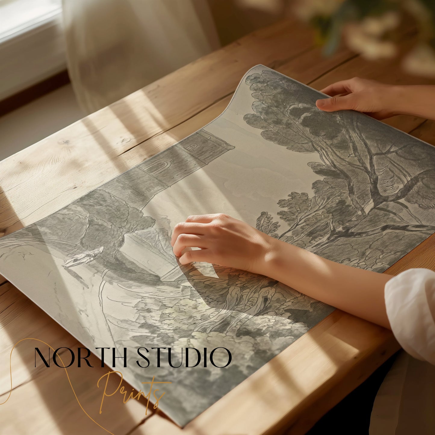 Premium Poster of Serene Countryside Landscape with Horseman Posters
