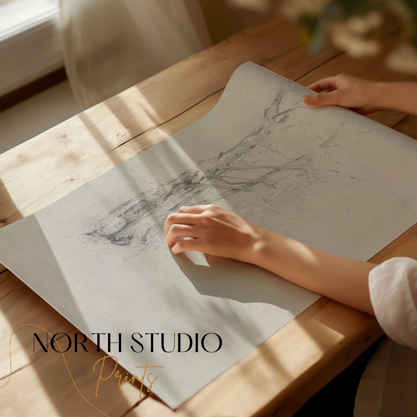 Premium Poster of Serene Forest Sketch Art Print for Home Decor Posters