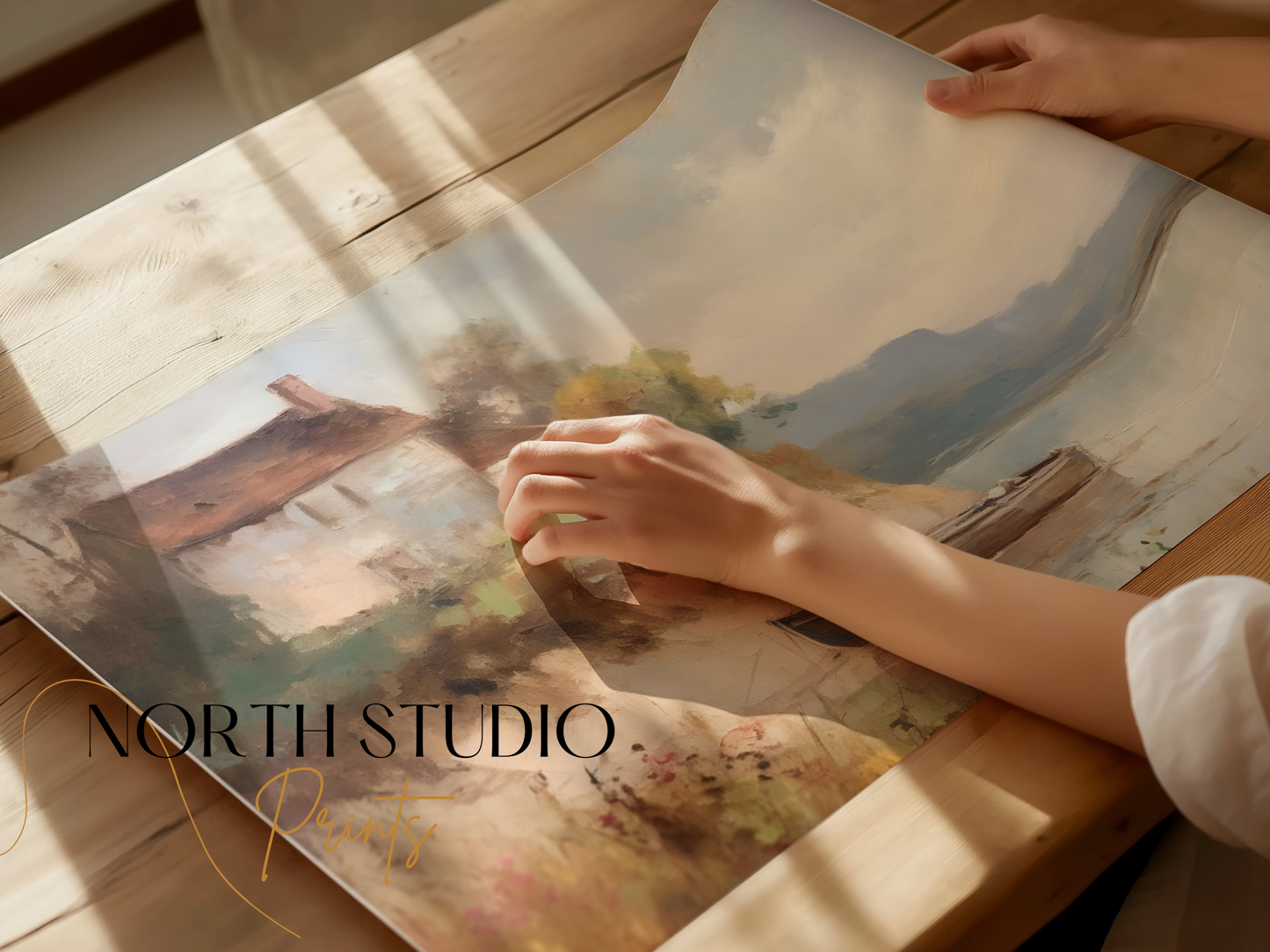 Premium Poster of Serene Lakeside House with Boat Art Posters