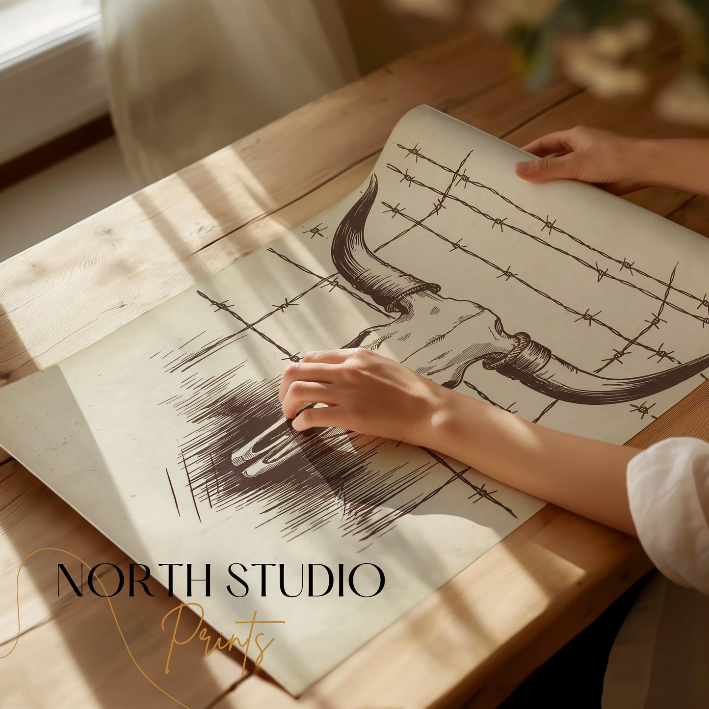 Premium Poster of Skull Artwork with Barbed Wire Graphic Posters