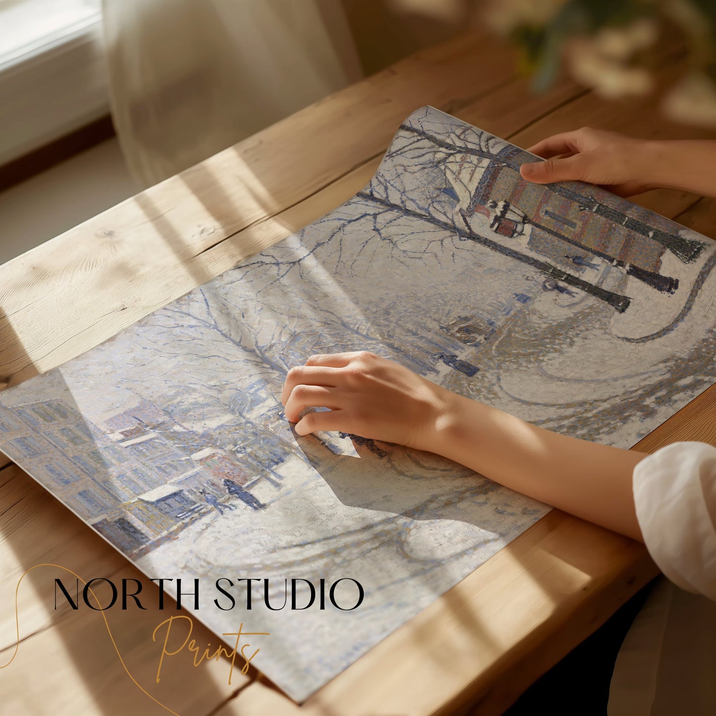 Premium Poster of Snowy Winter Street Scene Artwork Posters