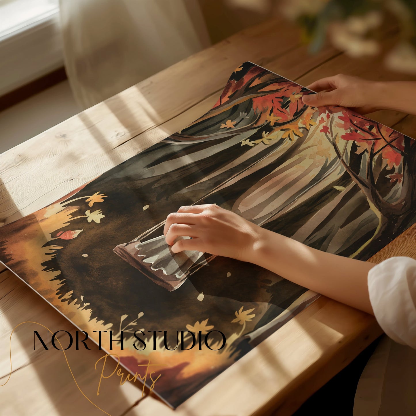 Premium Poster of Spooky Ghost on Swing in Autumn Forest Art Posters