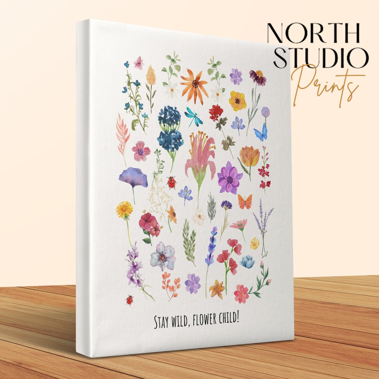 Premium Poster of Stay Wild Flower Child Nursery Wall Art Canvas Wraps