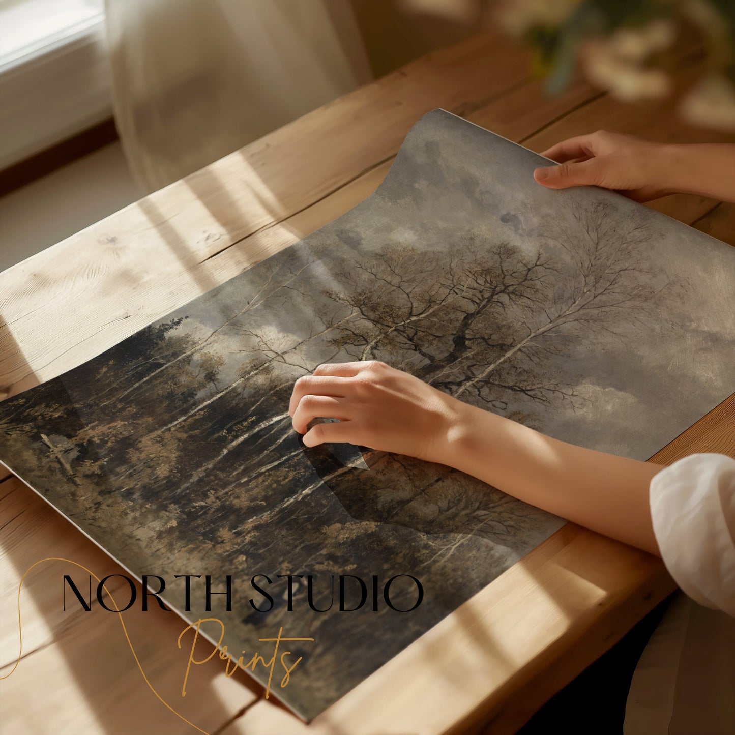 Premium Poster of Stunning Autumn Trees With Overcast Sky Art Posters