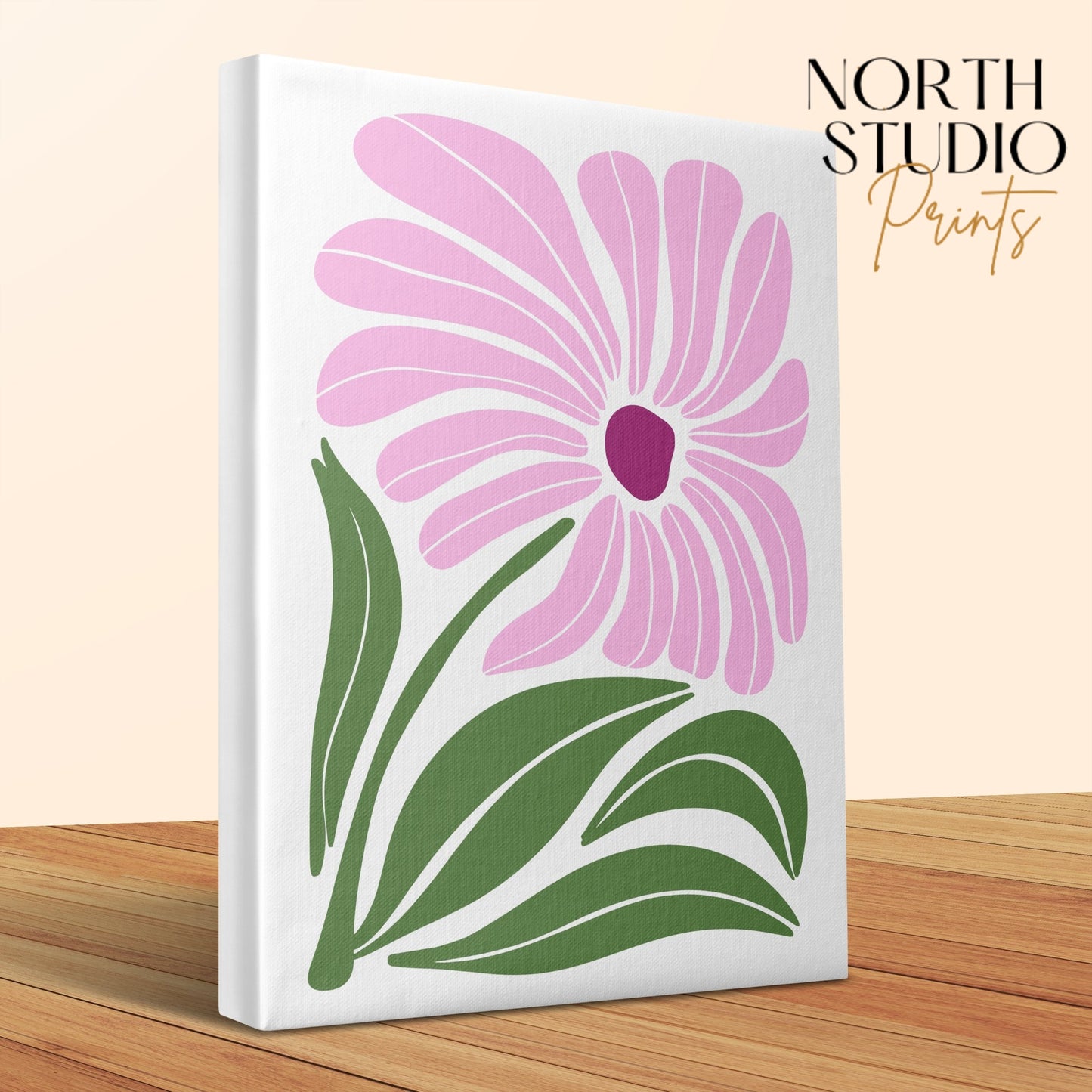 Premium Poster of Stylish Pink Floral Wall Art Ready to Hang Canvas Wraps