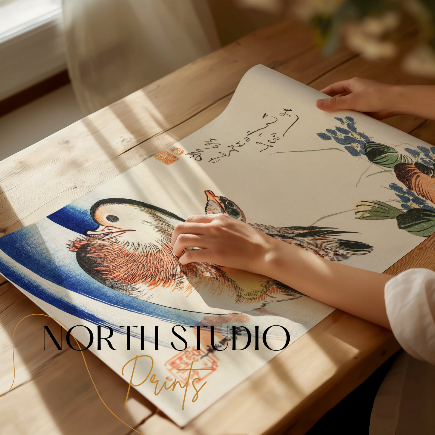 Premium Poster of Traditional Japanese Art Duck and Fish Print Posters