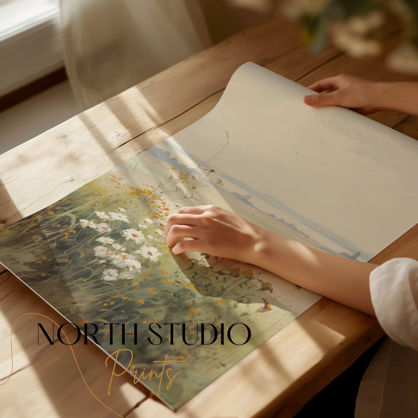Premium Poster of Tranquil Countryside Floral Scenery Art Print Posters