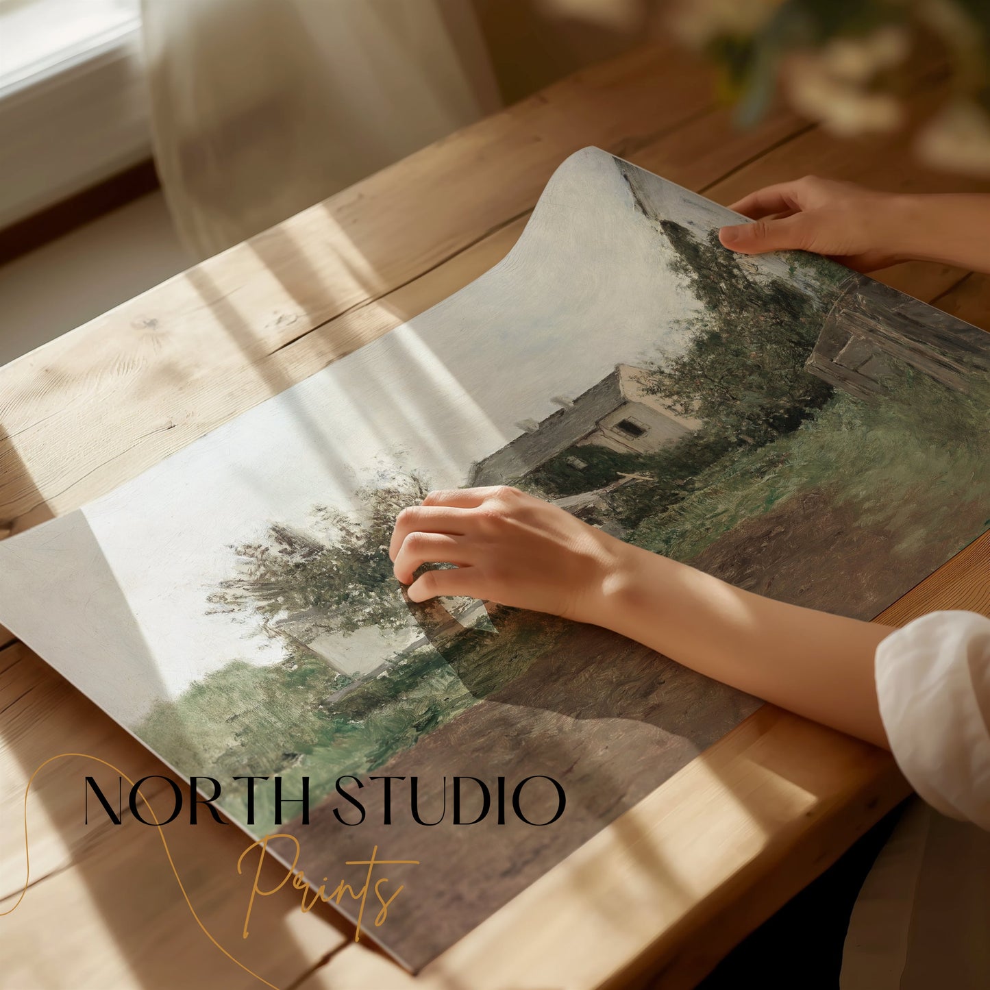 Premium Poster of Tranquil Countryside House Garden Scene Posters