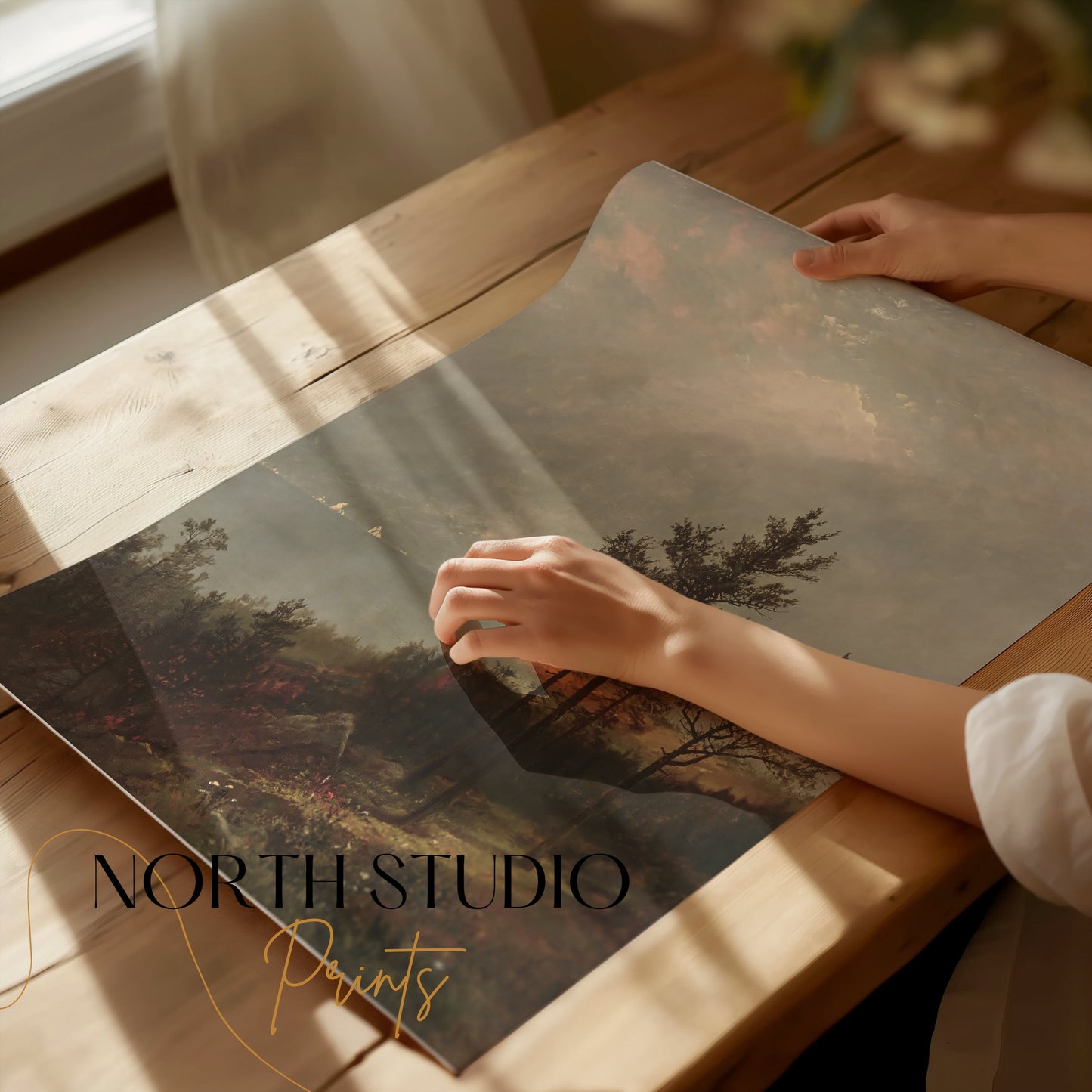 Premium Poster of Tranquil Scenic Landscape with Pine Trees Posters