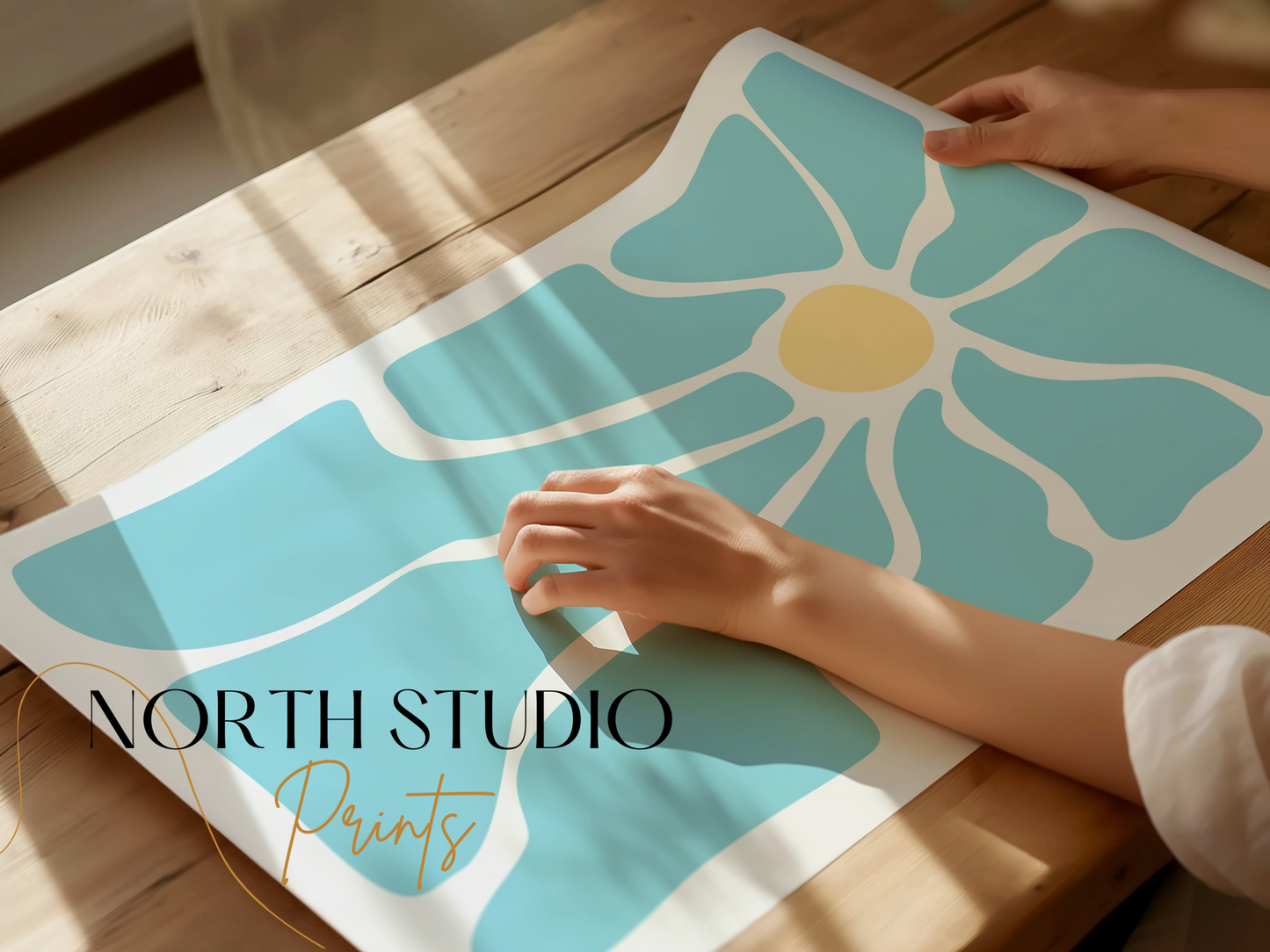 Premium Poster of Unique Abstract Blue Flower Art Print Posters