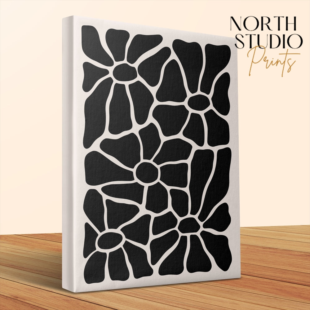 Premium Poster of Unique Black and White Floral Wall Art Canvas Wraps