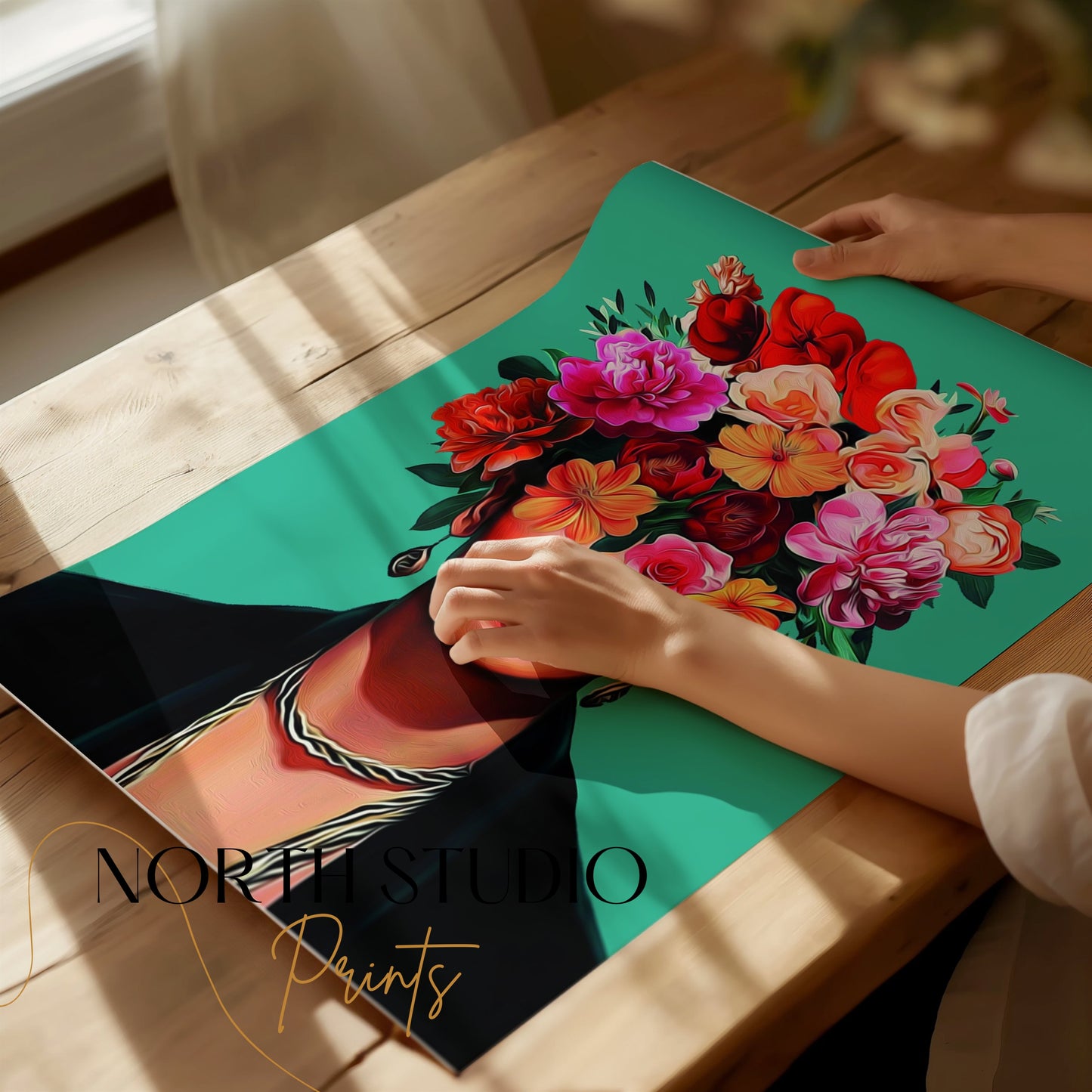 Premium Poster of Unique Floral Head Portrait Art Print Posters