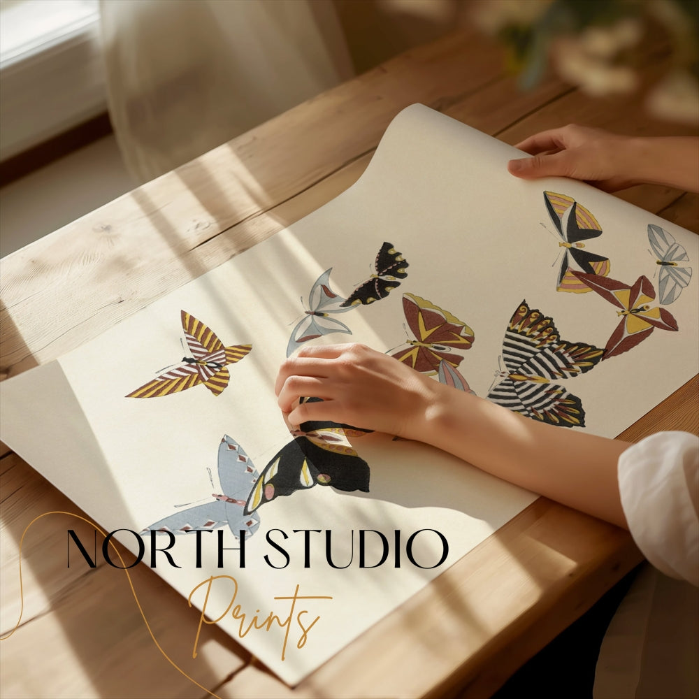 Premium Poster of Vibrant Japanese Butterfly Art Print Collection Posters