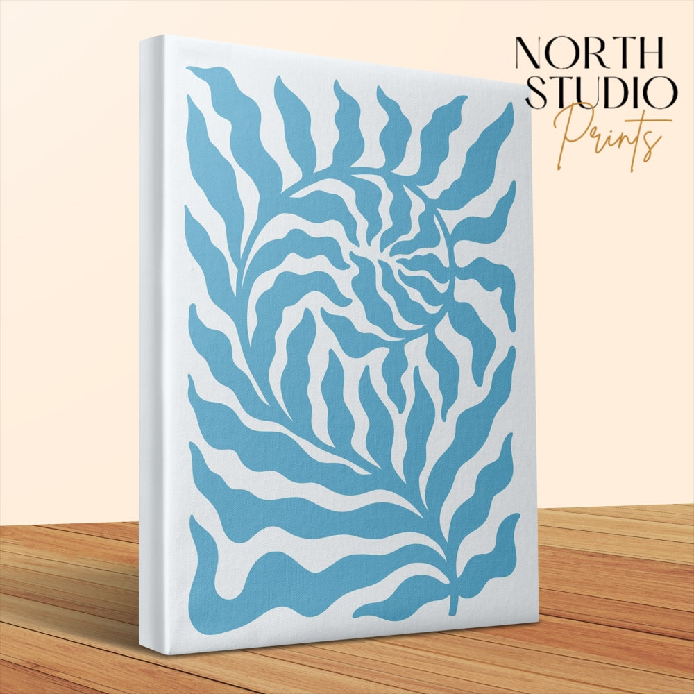 Premium Poster of Vibrant floral wall art blue design Canvas Wraps