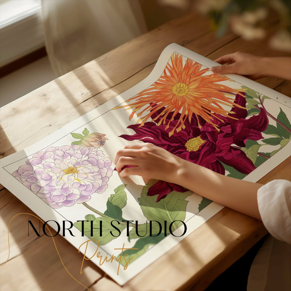 Premium Poster of Vintage Botanical Art Japanese Flowers Wall Posters