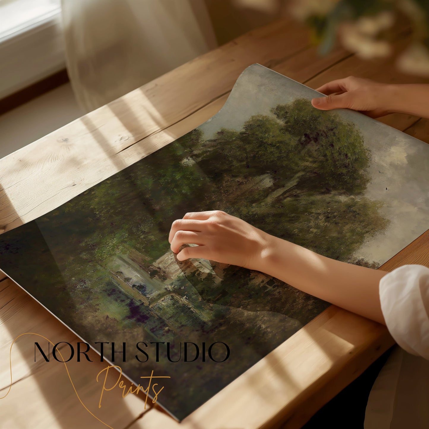 Premium Poster of Vintage Cottage with Overgrown Trees Posters