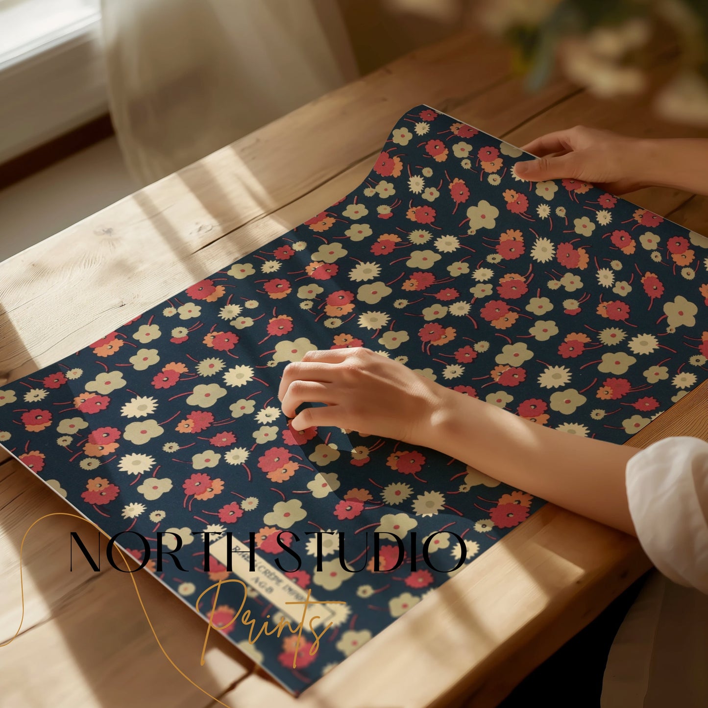 Premium Poster of Vintage Floral Pattern with Dark Background Posters