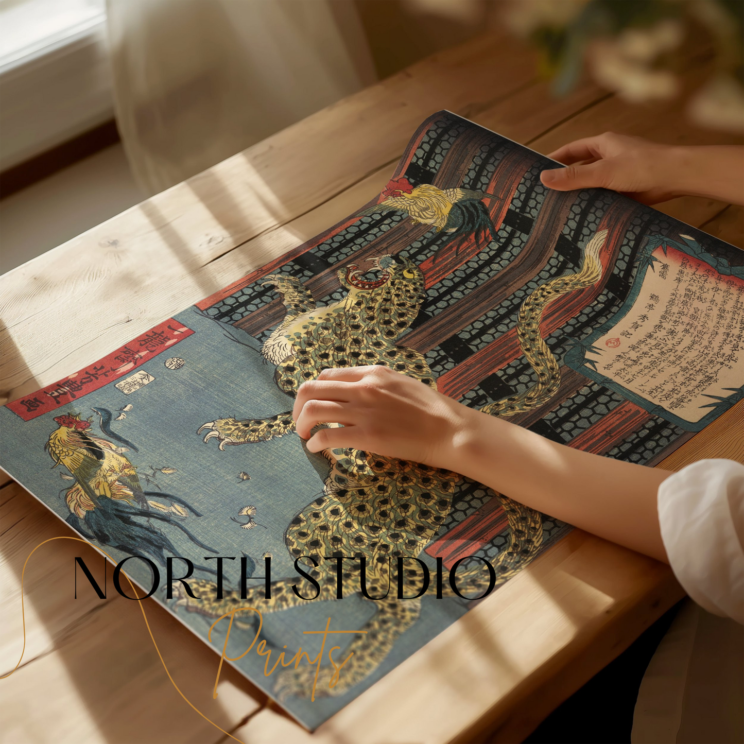 Premium Poster of Vintage Japanese Art Leopard and Birds Posters