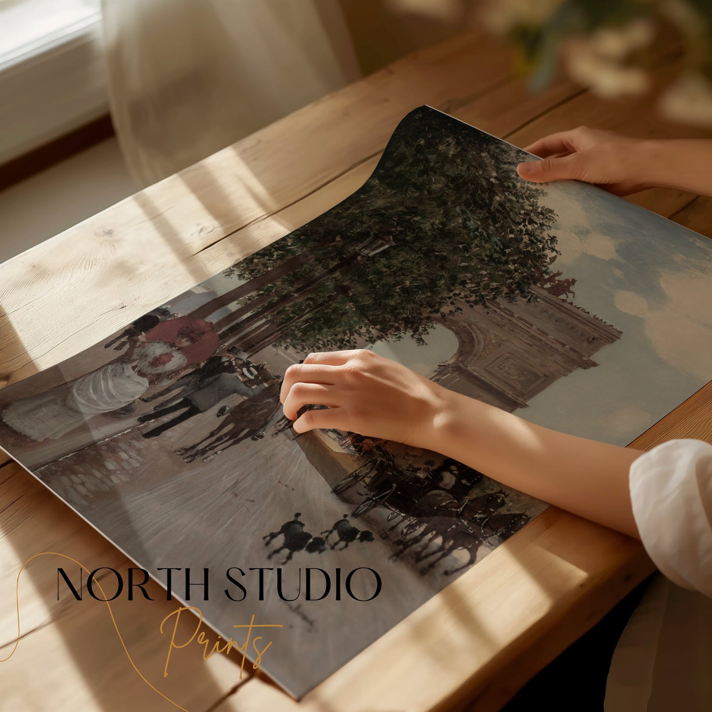 Premium Poster of Vintage Parisian Street Scene Arc de Triomphe Posters