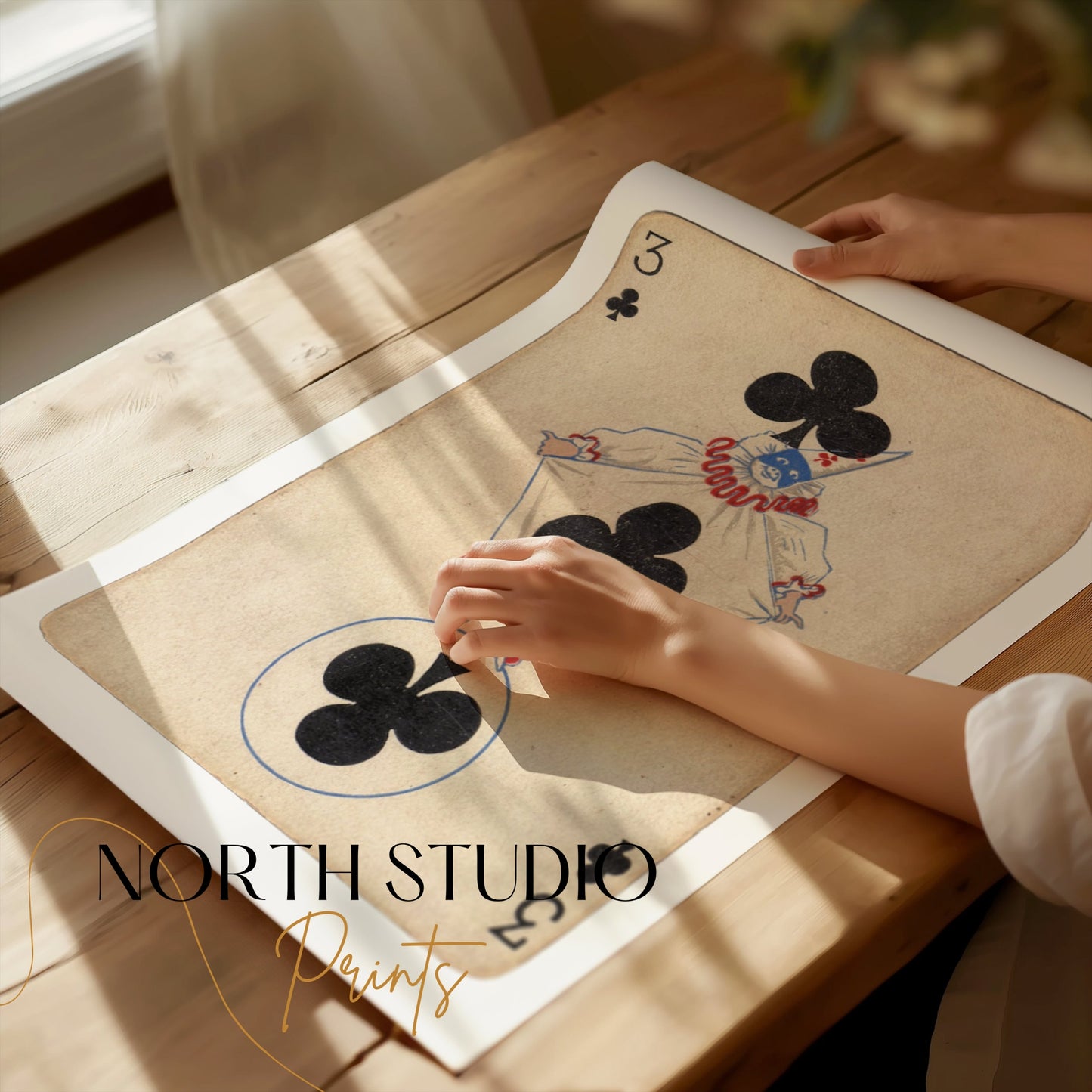 Premium Poster of Vintage Three of Clubs Playing Card Posters