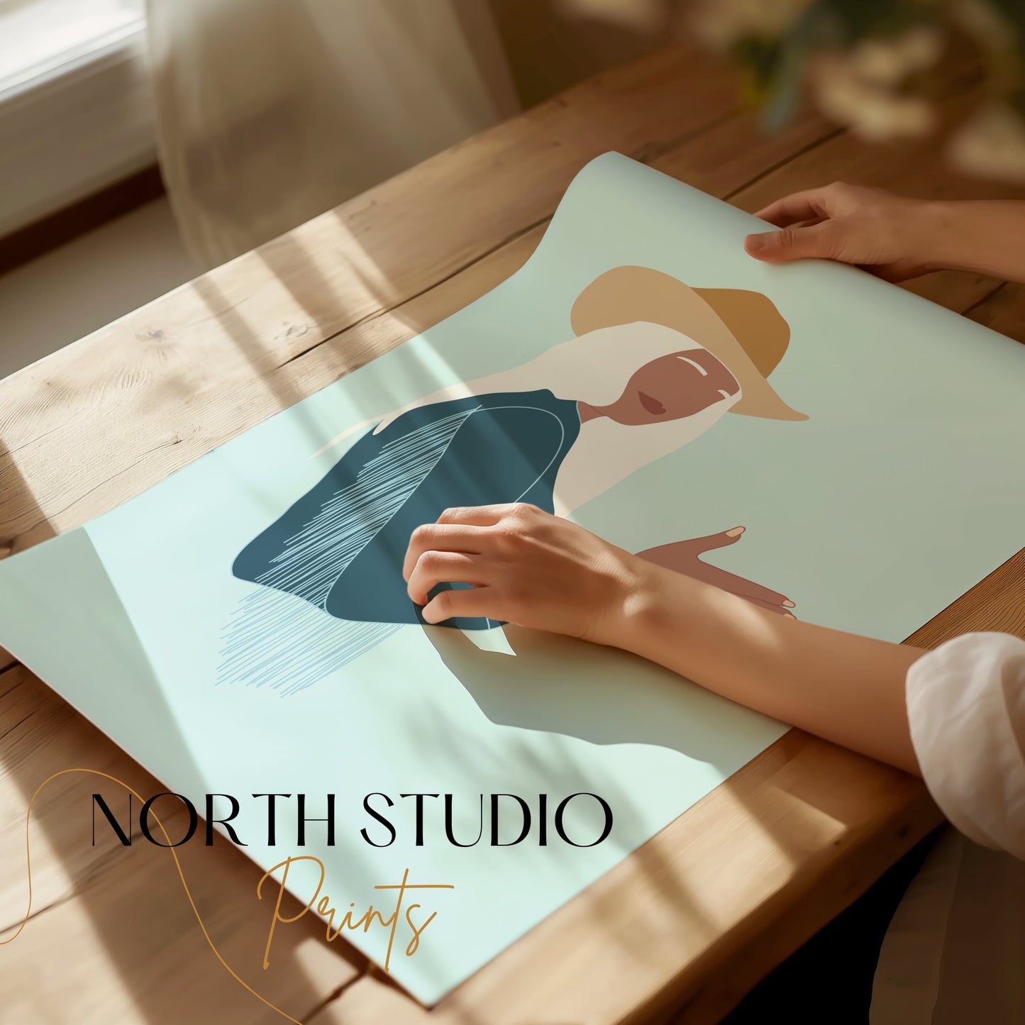 Premium Poster of Western Style Art with Woman in Cowboy Hat Posters
