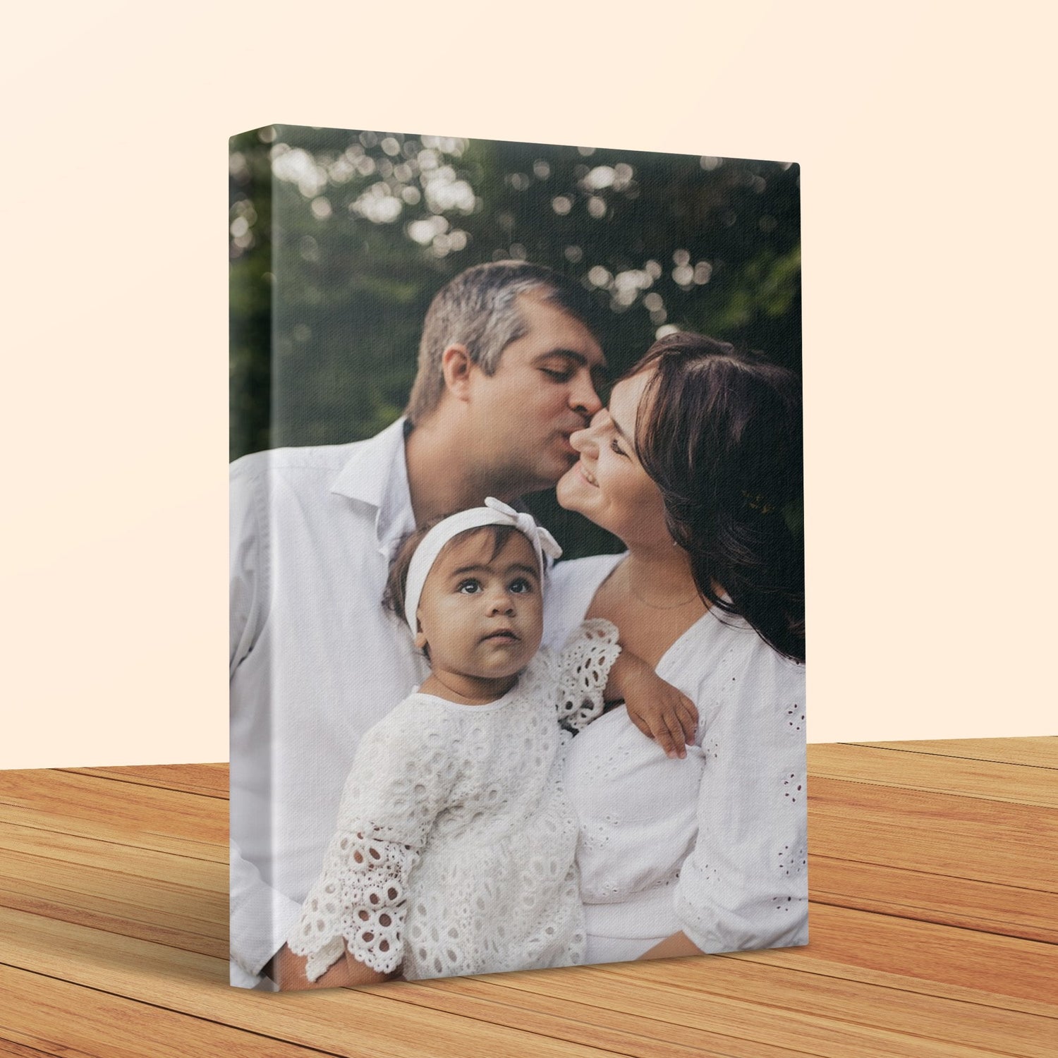 Custom canvas photo frame featuring a personalized design, perfect for displaying cherished memories in style.