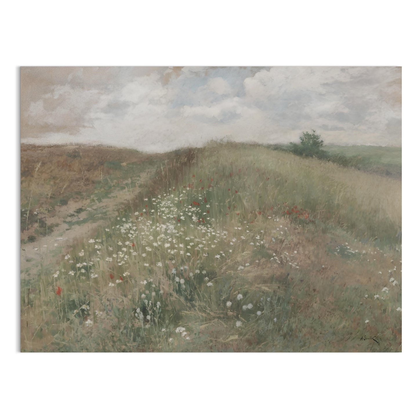 Premium Poster of Serene Countryside Landscape With Wildflowers Posters