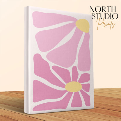 Premium Poster of Abstract Pink and Yellow Floral Wall Art Canvas Wraps