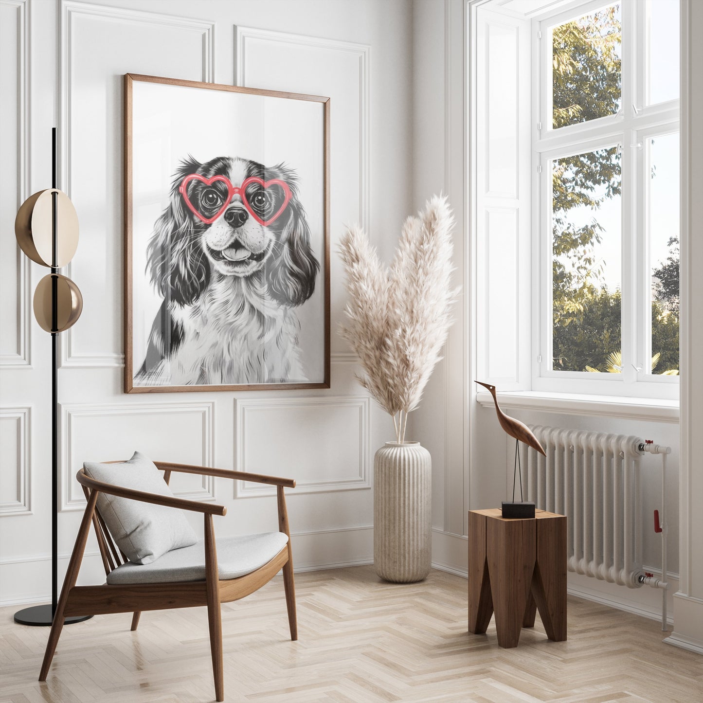 Premium Poster of Cute Dog with Heart Shaped Glasses Posters