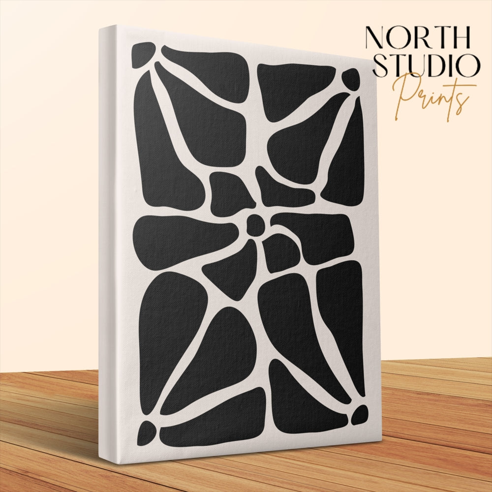 Premium Poster of Abstract Black and White Floral Wall Art Canvas Wraps