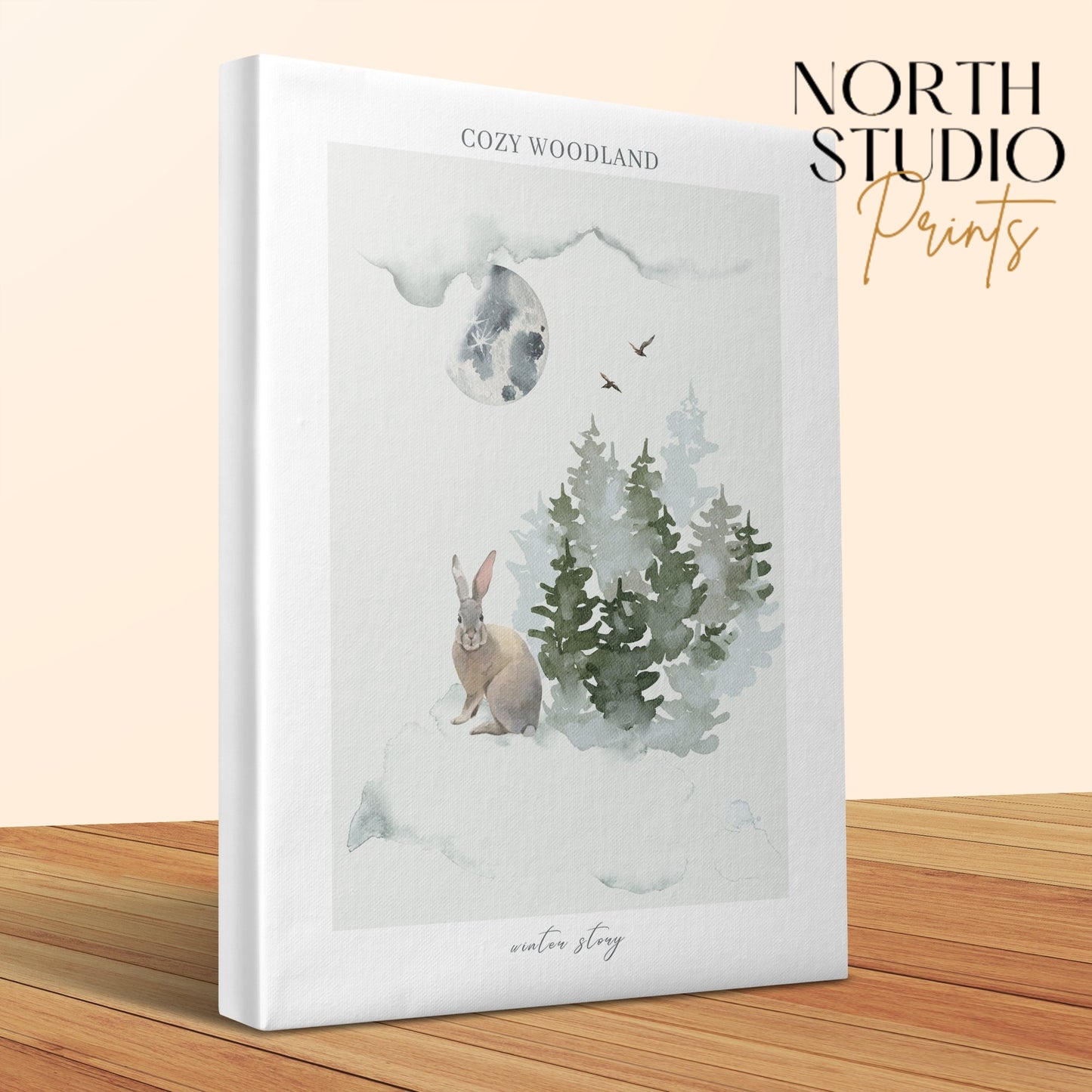 Premium Poster of Cozy Woodland Winter Story Nursery Canvas Wraps