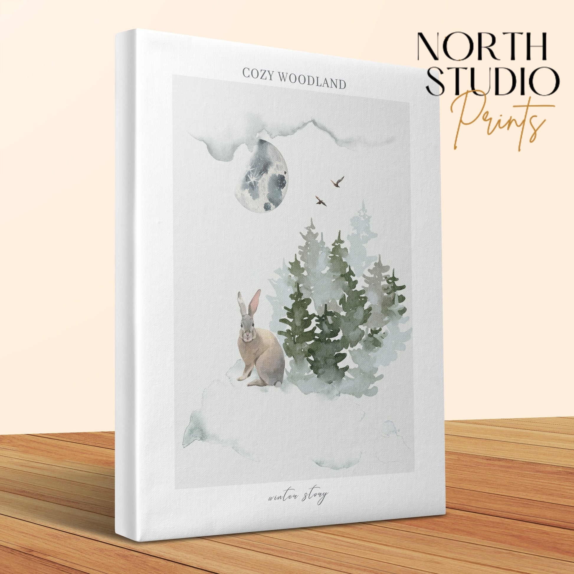 Premium Poster of Cozy Woodland Winter Story Nursery Canvas Wraps