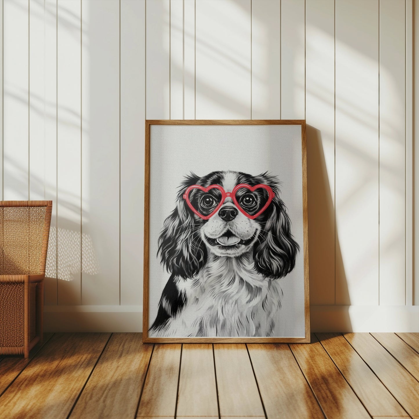 Premium Poster of Cute Dog with Heart Shaped Glasses Posters
