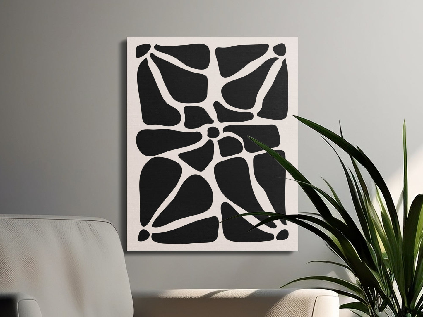 Premium Poster of Abstract Black and White Floral Wall Art Canvas Wraps