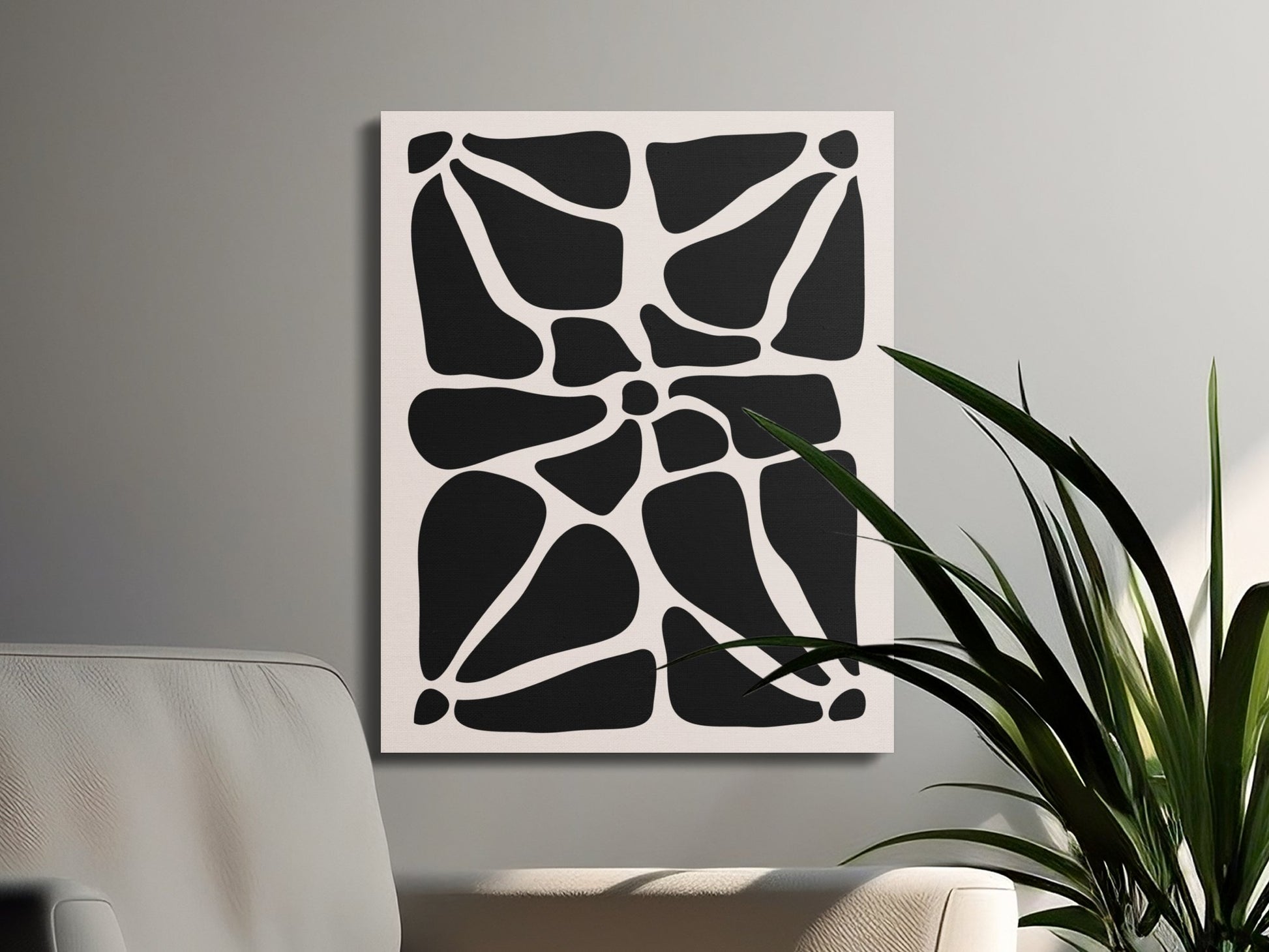 Premium Poster of Abstract Black and White Floral Wall Art Canvas Wraps
