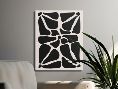 Premium Poster of Abstract Black and White Floral Wall Art Canvas Wraps